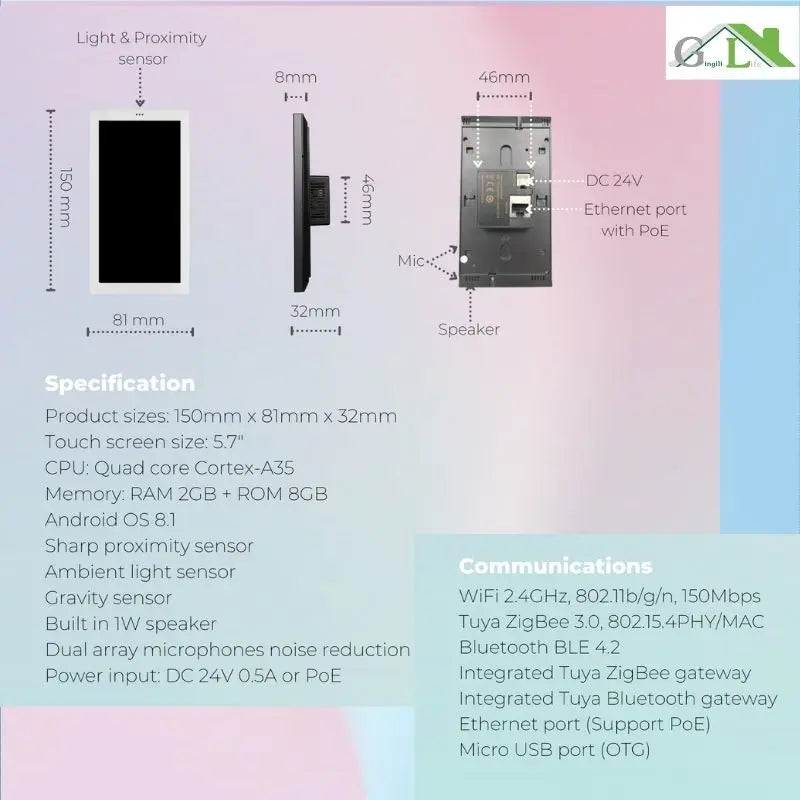 Smart Home Panel 5.7' Touch Screen Android Control Smart Switch Changeover Switch