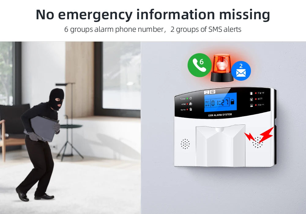 GSM WiFi Smart Alarm System Wireless With APP Control Works with Alexa